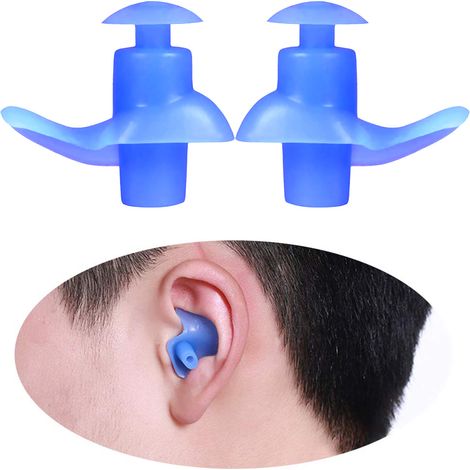 1 paire bouchons d'oreilles natation silicone étanche adulte enfant plongée anti-bruit souple (1/4)