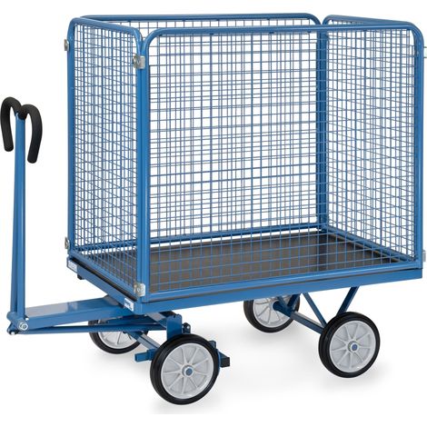 Fetra Handpritschenwagen mit Drahtgitterwänden 1000 mm hoch, Vollgummi 1200x800 mm (1/3)