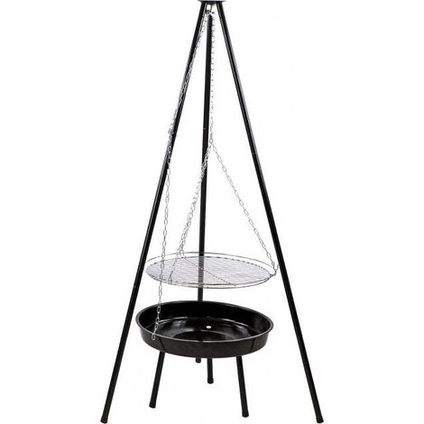 Dema – Barbecue suspendu Cordoba sur trépied – Cuve Ø 510mm – Hauteur réglable jusqu'à 680mm – Pour bois et charbon – Montage rapide