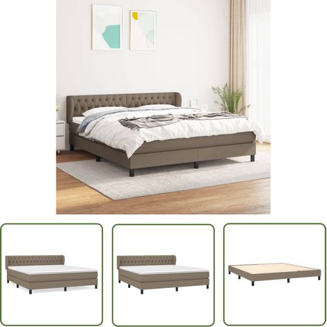 The Living Store Boxspringbett mit Matratze Taupe 180x200 cm Stoff - Boxspringbett - Doppelbett - Lattenrost - Bettrahmen - Matratze (1/5)