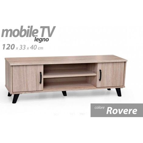 Mobile salotto basso porta tv madia rovere cm 120 x 33 x 40 h