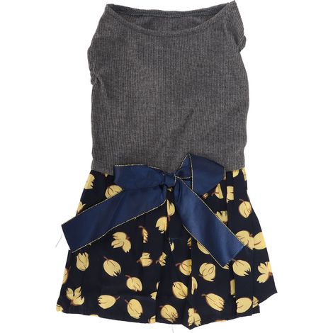 Robe Pour Chien - Tissu Polyester Respirant Motif Floral Avec Nœud - Pour Petit Chien Et Chat - Usage Quotidien Et Fête - 1 Pièce (1/5)