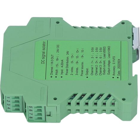 Eingang 3 Ausgänge Signalisolator, Gleichstrom- und Spannungstransmitter für SPS-Automatisierung, 24V Gleichstromversorgung, 0-5V Ausgang, industrieller Signalaufbereiter. (1/5)