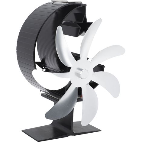 Ventilateur de poêle 7 pales modèle Lune, silencieux, circulation d'air chaud, efficace, pour poêle à bois, accessoire argent (1/5)