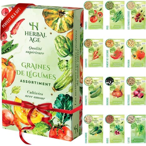 Cultivez Votre Propre Potager - 12 Variétés De Graines De Légumes, 5100 Graines Prêtes A Etre Cultivées - Kit De Plantation De Légumes, Cadeau Jardinage Femme, Enfants, Débutants (1/5)