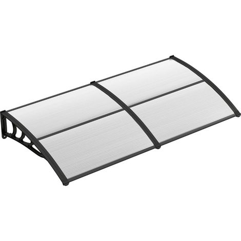 Auvent de porte-fenêtre 140,5 x 46,8 cm protection solaire et résistance au vent style moderne en polycarbonate gris