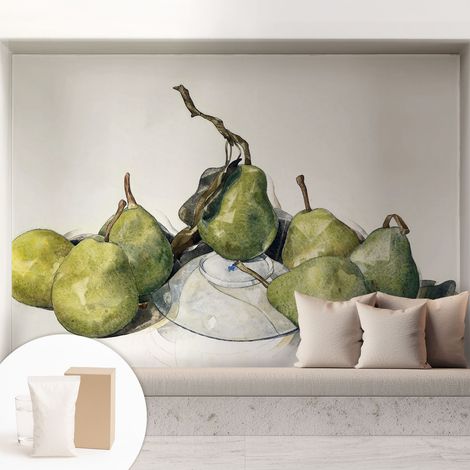 Papier peint intissé décoratif pour salon chambre et cuisine Facile à poser avec colle Poires à l'aquarelle 208x146 cm (1/5)