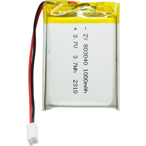 803040 polymer lithium battery, 1000mAh, for toys, Bluetooth speakers, beauty devices, neck fans. (1/5)