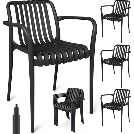 Chaises de Patio Empilables Lot de 4 Salle à Manger (1/5)