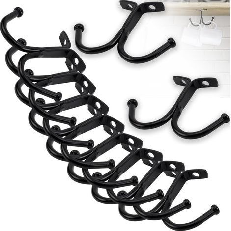Porte Tasse Suspendue,10 Pcs Porte-tasses Porte Mug Rangement Tasse Support Tasse Support Tasse a Cafe Porte Tasse à Café Noir Rack Tasses à Vin Verres de Rangement Crochets Tasse (Noir) (1/5)