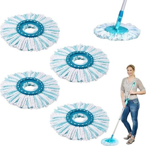 Têtes rechange Leifheit Clean Twist Disc Mop - 4 pièces, microfibres - Convient pour tous types de sols Étiquette (1/5)