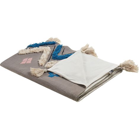 Kuscheldecke KOTTAYAM Baumwolle 130 x 180 cm Grau