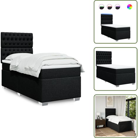 Boxspringbett mit Matratze Schwarz 100x200 cm Stoff - Boxspringbett - Doppelbett - Schlafsystem - Bettsofa - Schlafzimmermöbel (1/5)