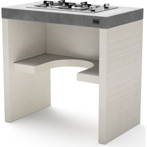 TUOZI - Módulo Stand PLAN/VENIT Gas 78 para Barbacoa de Obra Prefabricada (Blanco, Gris - 78 x 47 x 47 cm) - Uso en Exteriores (1/4)