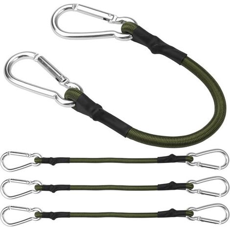 Lot de 4 sangles d'arrimage en caoutchouc avec mousqueton - Sangles élastiques de 30 cm pour bagages, vélos et camions - Argent (1/5)