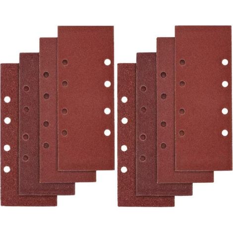 Papier de Feuilles Abrasives pour Ponceuse Vibrante Trous Assorted P40 P60 P80 P100 Grit 93 x 185mm 40 pcs 8 Verre (1/4)