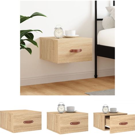 Sonoma-Eiche - vidaXL Wand-Nachttisch Sonoma-Eiche 35x35x20 cm - Wandhalterung (1/5)