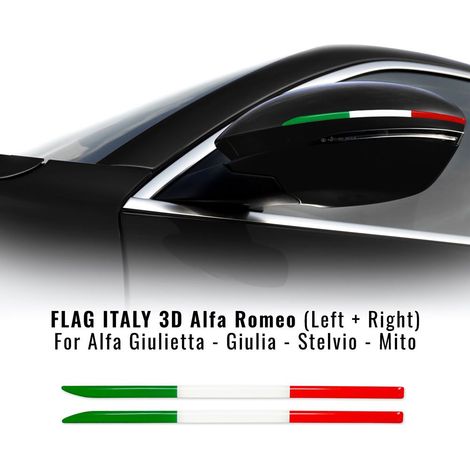 Stripes Strisce Adesive 3D Tricolore Italia per Specchietti Alfa Romeo