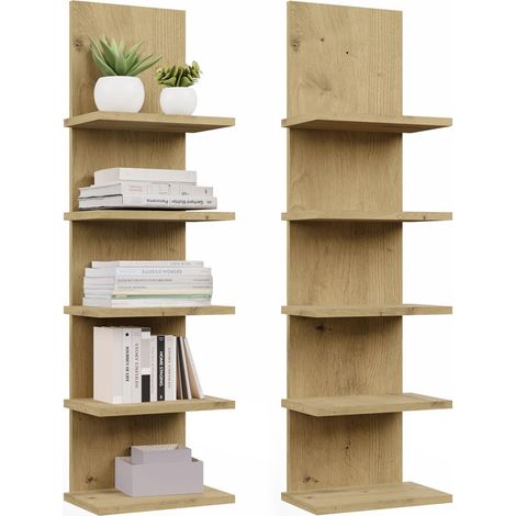 R5P - 5 librerie, per scrivania, soggiorno o camera per bambini - 29,5x100x19 cm - Rovere Artisan (1/5)