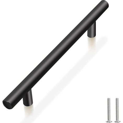 10 Unités En Noir acier inoxydable Boutons De Porte Tirer La Poignée De Meubles avec Vis pour Tiroir Meuble Cuisine Cuisine Home Decorating, Trou à Trou Centre Distance 160 mm (1/5)