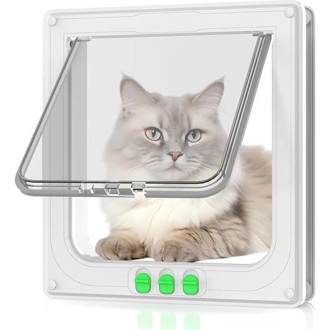 LaBlanc – Katzenklappe, 4-fach verriegelbare Katzenklappe 25 x 23,5 x 5,5 cm, Katzenklappe, Hundetür, Haustiertür, für Katzen, kleine Hunde, einfach zu installieren und zu verwenden (1/5)