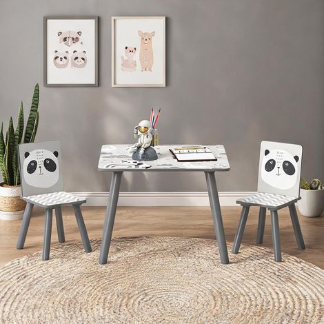 Ensemble table et chaises enfant gris en MDF 60 x 60 x 44 cm (1/5)