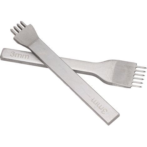 Set aus 2 Lederlochern mit 3 mm, 4 und 6 Zähnen, fein poliertem Weißstahl, mit großen Löchern für Stiefel (1/5)