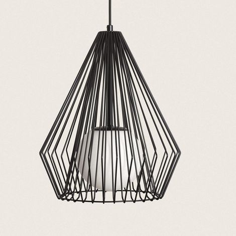 Lámpara Colgante Metal Kelsie Glass II Negro