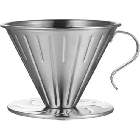 Online Store - Filtre à café en acier inoxydable en forme de V, entonnoir à café, pour infusion manuelle, tasse à café à verser (grand format). (1/5)