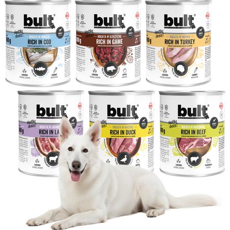Latas de comida h煤meda para perros BULT, mezcla de sabores intensos, paquete de 6 x 800 g