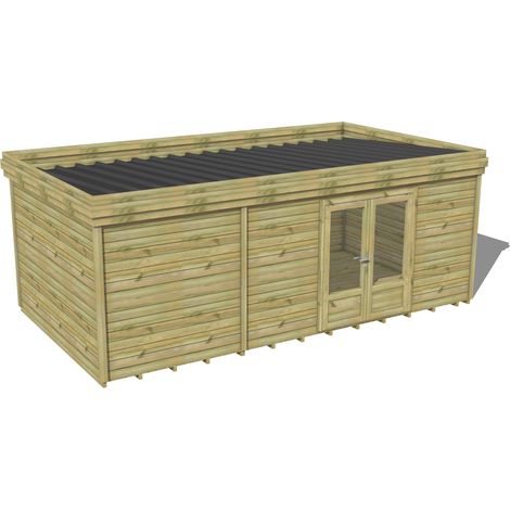 ABRI DE JARDIN bois traité 27mm, 6,9x3,4m, 24m2, Plancher