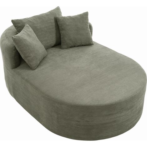 Sillón relax ovalado de tejido de canalé verde, sin montaje, asiento profundo (1/5)