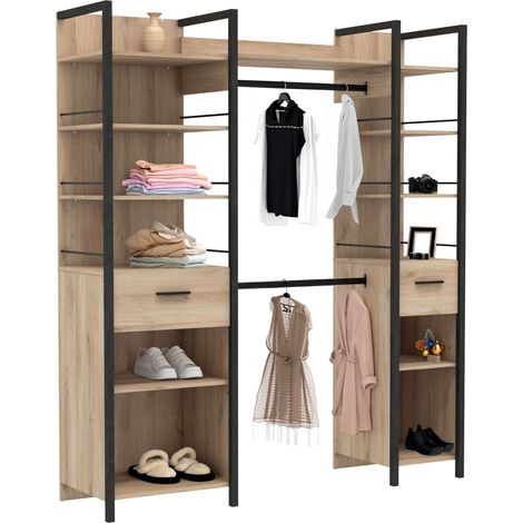 Vestidor Urano Roble Kronberg y Negro 180X45X208cm Dormitorio Industrial (1/5)