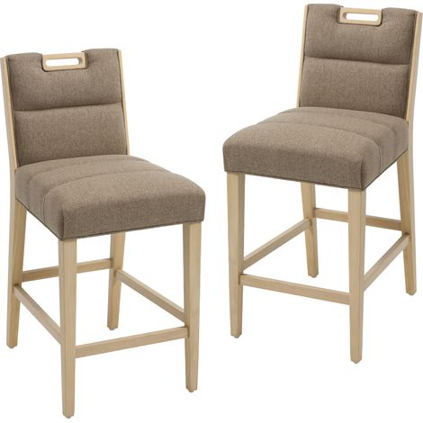 CHAIRUS Bar Stools Set of 2 Linen Retro Rustic Counter Chairs in Wood Frmae for Kitchen Home Pub Restaurant, Khaki (1/5)