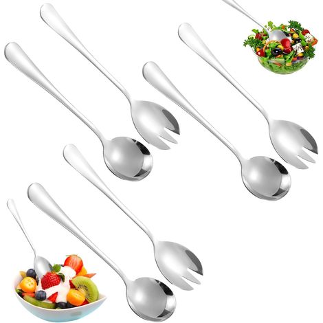 Couverts à Salade en Acier Inoxydable - Couverts a Salade - Poli Miroir - Cuillères à Salade de 20 cm - Cuillères de Service Ustensiles pour Cuisine, Salle À Manger (1/5)