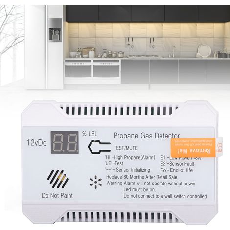 Brenngasdetektor mit leistungsstarkem 85 dB Alarm, weißer 12 V Sensor. (1/5)