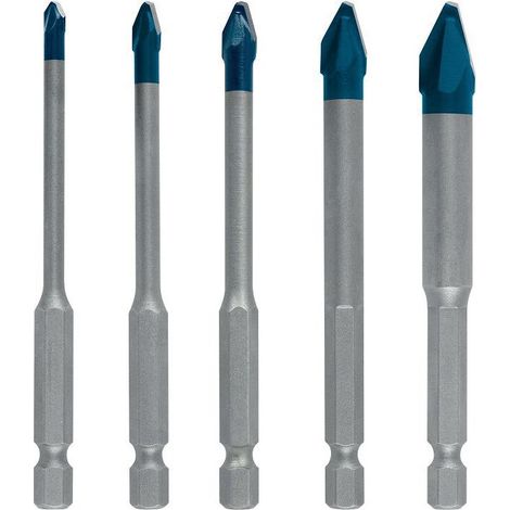 Bosch – Coffret de 5 forets Hard Ceramic HEX-9 mixtes – Pour perçage de carreaux durs – Longueur 90mm – Tige hexagonale – 2608900597 (1/5)