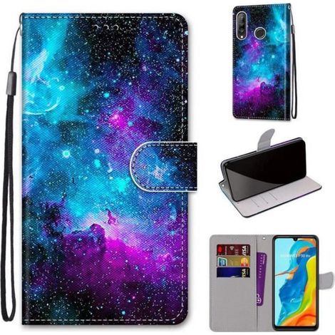Huawei P30 Lite Coque, Beau PU Cuir Magnétique Flip Portefeuille Support Porte-Carte Dragonne Protecteur Coque Housse Étui pour Hu (1/4)