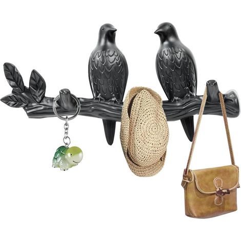 Porte-manteau mural avec 3 crochets, idéal pour la chambre, la cuisine, le salon et le couloir, parfait pour suspendre sacs à dos, vestes et chapeaux, noir.