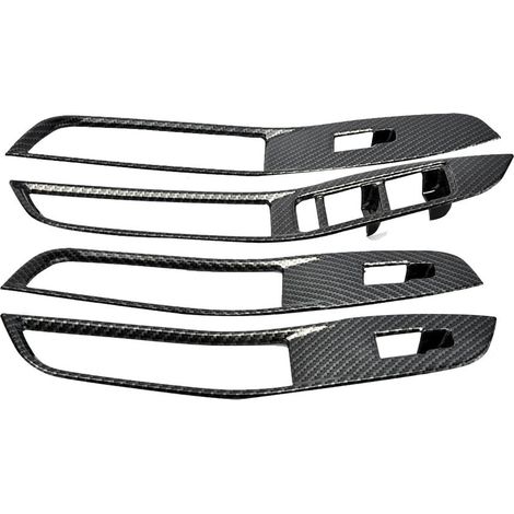 Cubierta para interruptor de ventana, marco resistente al desgaste y duradero, estilo fibra de carbono, 4 piezas, accesorios para automóvil (1/5)