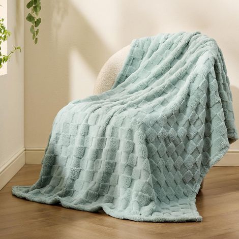 Manta polar a cuadros, supersuave y cálida, ideal para el sofá, ligera para todas las estaciones, 130 x 155 cm