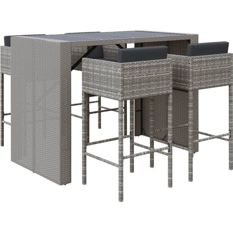 Maison Exclusive - Mesa y taburetes altos jardín 5 piezas y cojin (1/5)