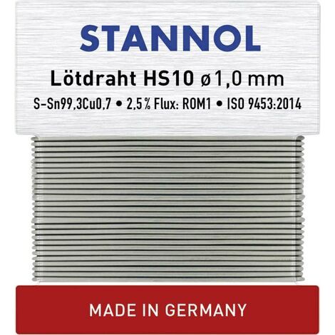 Stannol HS10 Étain à souder sans plomb sans plomb Sn99,3Cu0,7 ROM1 30 g 1 mm Q714402 (1/3)