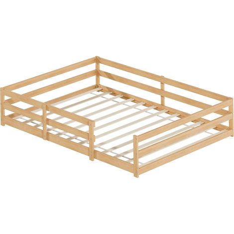 CAIziLit Montessori 140x200, bois massif naturel, avec barrière enfant (1/5)