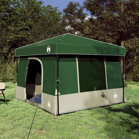 Juego de Tienda de Camping con techo 2 pcs Verde Tafetán y Tela