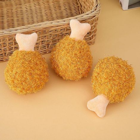 Peluche cuisse de poulet, lot de 3, jouets interactifs pour chiens, doux et couineurs, peuvent être rapidement mâchés et avalés. (1/5)