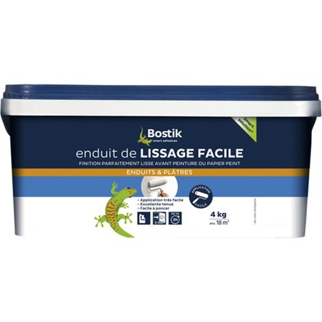 Bostik – Enduit de lissage pâte 4kg – Application facile au rouleau – Pour murs et plafonds intérieurs – Ponçage rapide après séchage