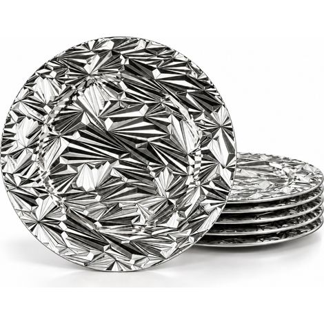 Set 6 Sottopiatti Natalizi 33cm in Metallo Argento Piatti Natale Addobbo Elegante (1/5)