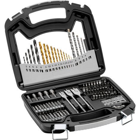 Coffret de 101 forets et embouts de vissage, idéal pour percer et visser le bois, le métal et le ciment. Coffret de rangement inclus. (1/5)