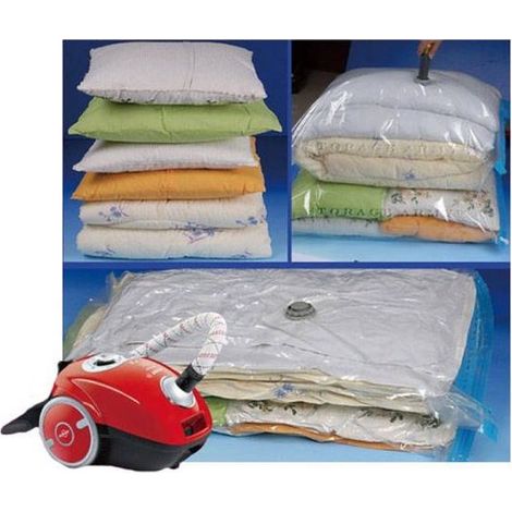 Lot de 2 sacs sous vide XXL 110 × 80 cm pour vêtements et linge de lit (1/2)